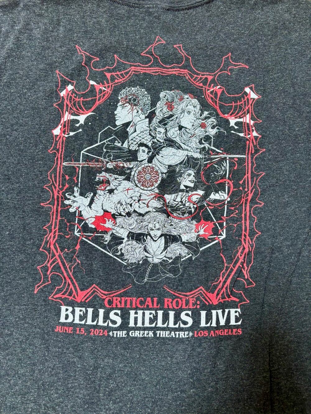 Critical Role Greek theater live show bells hells merch t shirt tee XL